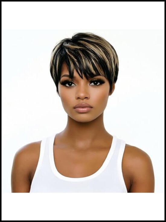 Pixie Cut Wig 100% Human Hair Short Layered Straight Glueless Full Machine Made
